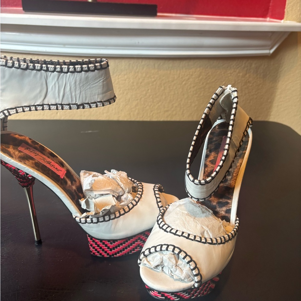 Betsey Johnson White and Black Heels